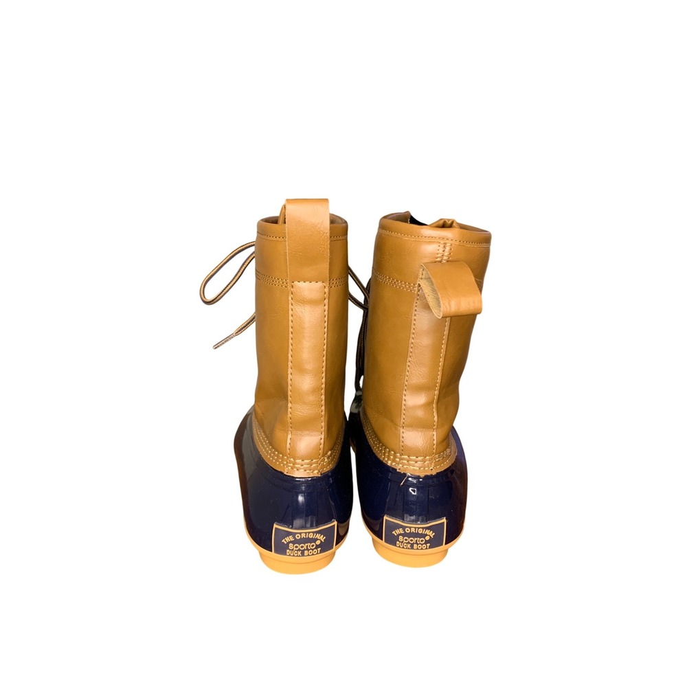 Sporto Ariel Duck Boot Top Sider Womens Tan Navy Rubber Lace Up Size 7M NWOT - Picture 4 of 8